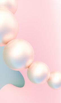Minimalist pastel 3D render of pearls with soft abstract background