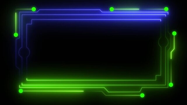 Abstract background of technology HUD or Head-Up Display frame isolated on black background. 4k animation video. ...