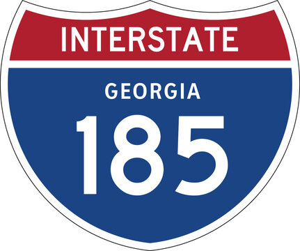 Interstate 185 Georgia US I-185 Highway Route Shield Badge Vector