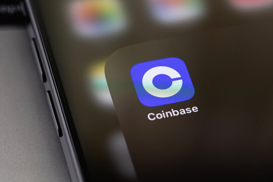 Coinbase mobile icon app on a screen smartphone closeup. Coinbase is a digital currency exchange. Batumi, Georgia - February 19, 2026