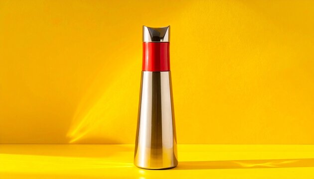 Modern Metallic Container with Red Band