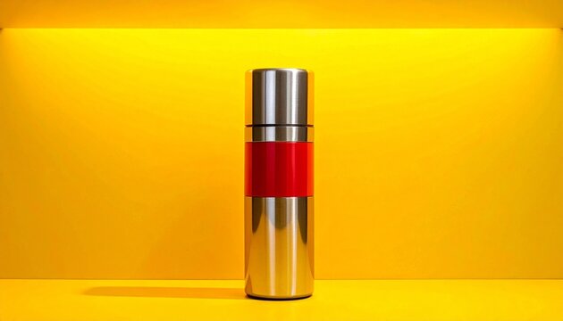 Modern Metallic Container with Red Band