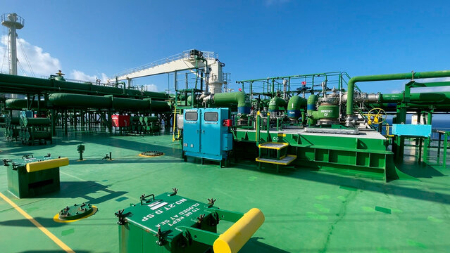 view of ladder heading from main deck to forecastle deck on board of cargo ship