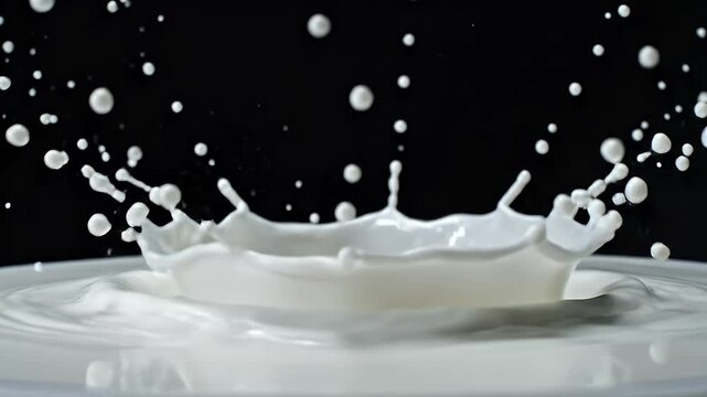 A dynamic white liquid splash creates a crown shape against a dark backdrop