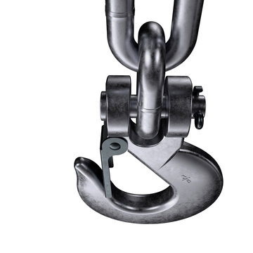 Heavy-duty metal chain with robust clevis grab hook, designed for industrial lifting, towing, and securing. Strong links emphasize durability, reliability, and mechanical strength in heavy operatio