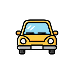 Obraz premium A yellow cartoon car with a black outline isolated on transparent background