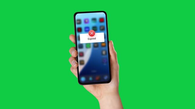 Expired - Warning Mobile Notification - 4K Green Screen Background