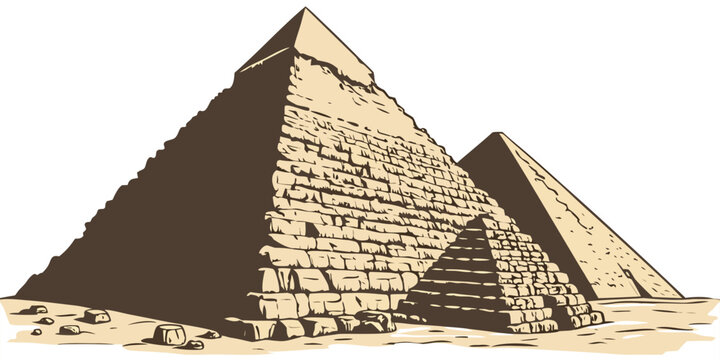 Ancient stone pyramids of Giza stand as a great historic landmark under the Cairo desert sky where the pharaoh Khufu built his monumental tomb in old Egypt.