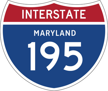 Interstate 195 Maryland US I-195 Highway Route Shield Badge Vector