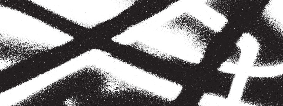 Abstract graphic black and white lines, spray paint texture effect, bold intersecting strokes, urban art style, dynamic energetic background, graffiti art element, contemporary design resource, abstra