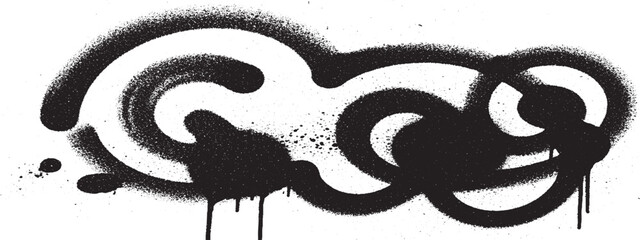 Abstract looped graffiti tag style graphic with drips, a bold black sprayed design element, urban art © HexaFrame