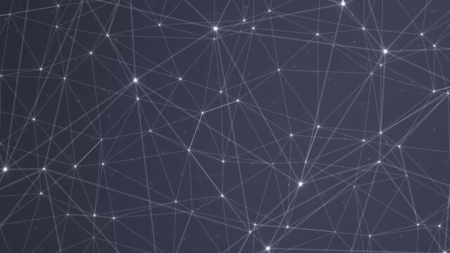 Evolving grey connection web, grid network zoom geometric abstract background animation