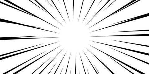 Obraz premium Line comic. Concentration effect lines. Velocity light ray. Halftone speed. Cartoon pop art. Black color anime zoom isolated on white background. Manga movement. Backdrop action. Vector illustration