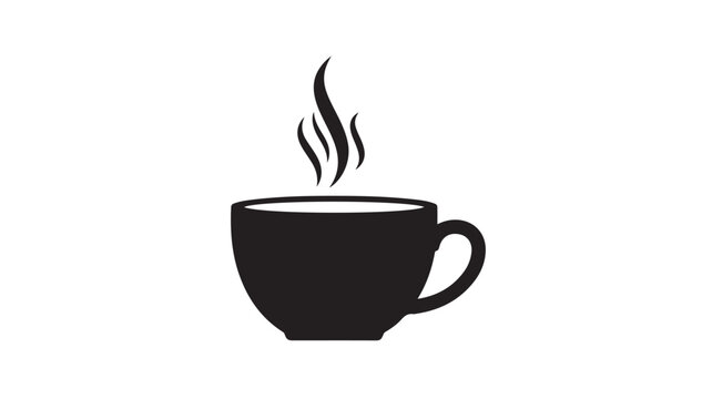 Hot steaming coffee cup with rising steam vector illustration flat design minimalist art