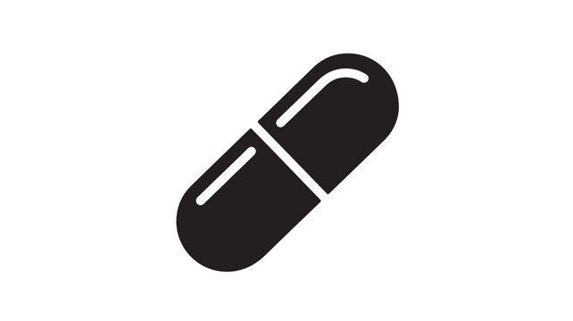 Black capsule pill breaking open with white light vector illustration flat design
