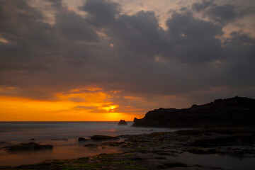 Obraz premium Bali beaches and scenery at sunrise and sunset.