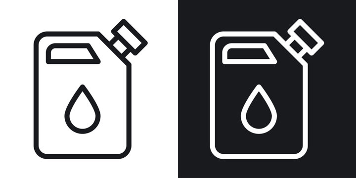 Oil can icon set in black and white stroke lines