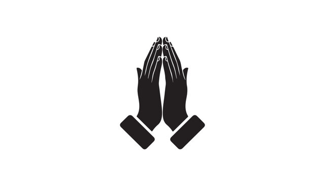 Hands in prayer meditation pose flat design vector illustration spiritual mindfulness symbol