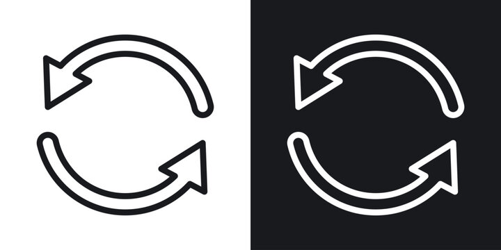 Reload button icon set in black and white stroke lines