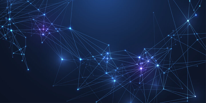 Global network connection concept. Big data visualization. Social network communication in the global computer networks. Internet technology. Business. Science. Vector illustration