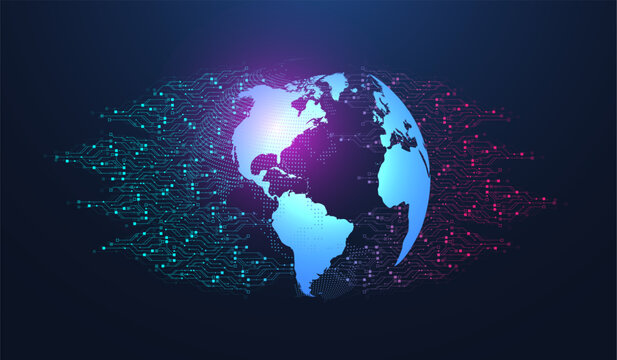 Modern technology circuit board texture background design. Quantum computer technology concept. Futuristic blue circuit board system background. Motherboard vector illustration.