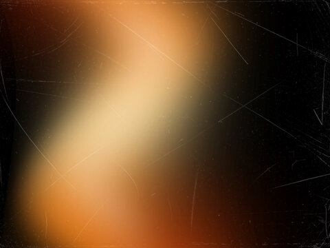 Abstrakter orange schwarzer Grunge Verlauf Hintergrund mit Kratzern und Vintage Overlay