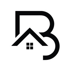 Black logo of a house integrated into letter b © MdBillal