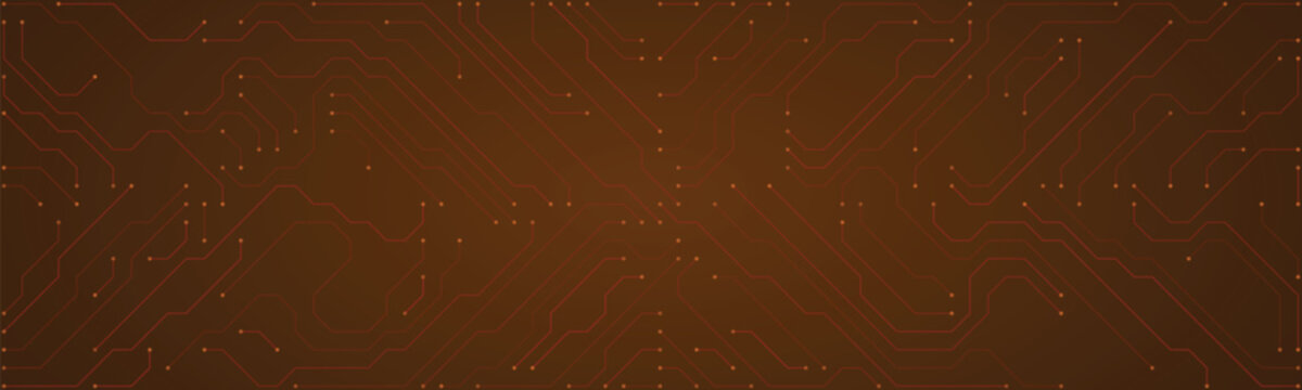 Warm Brown Circuit Board Texture with Red Lines and Small Square Connectors Symbolizing Energy and Industrial Processes