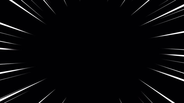 Manga comic effect banner with speed rays on alpha channel Radial speed or action lines anime comic effect background. 4K Video