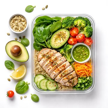 Spinach salad bowl with nuts and cherry tomatoes, healthy lifestyle, commercial stock image