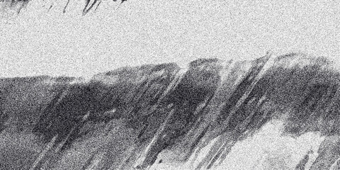 Fototapeta premium Abstract monochrome horizontal composition with textured diagonal lines and a grainy overlay, evoking a sense of movement and organic form for creative backgrounds and visual art projects