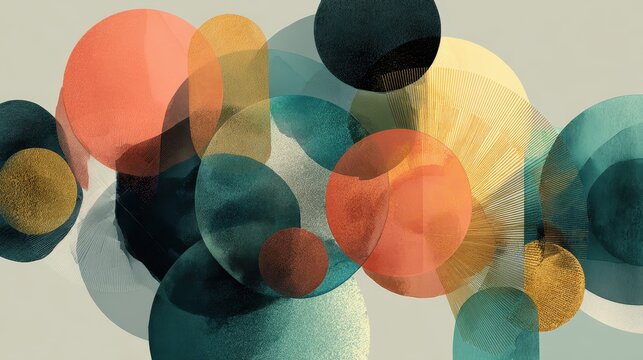 Hochaufl&Atilde;&para;sendes Hintergrunddesign aus abstrakten Formen &acirc;&euro;&ldquo; geometrische und organische &Atilde;&oelig;berlagerungen in lebendigen Farben