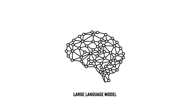 Thin line large language model AI icon outline vector isolated on white