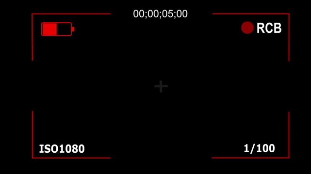 Recording camera OSD Screen Interface Overlay, Transparent Alpha Channel, Timecode Display, Motion Graphic Loop 4k video animation seamless loop