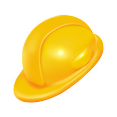 Fototapeta premium Yellow hard hat safety helmet 3d icon construction worker equipment engineering protection industrial plastic headgear vector illustration