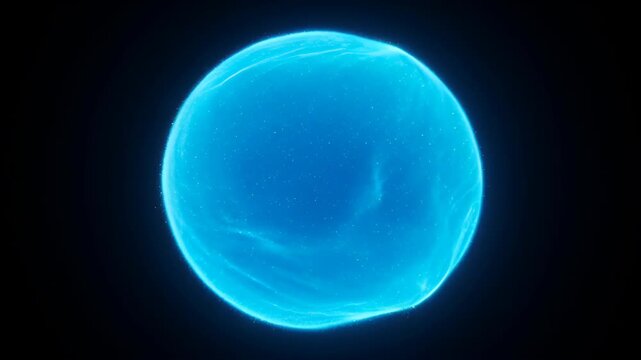 Glowing blue energy orb with soft glow and particle effect dark background, blue orb meets glowing magenta sphere with particle texture and luminous edge, glowing translucent purple orb with soft