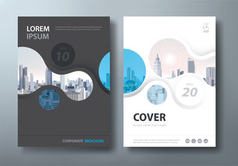 Blue Annual report brochure flyer design template vector, Leaflet presentation, book cover, layout in A4 size 