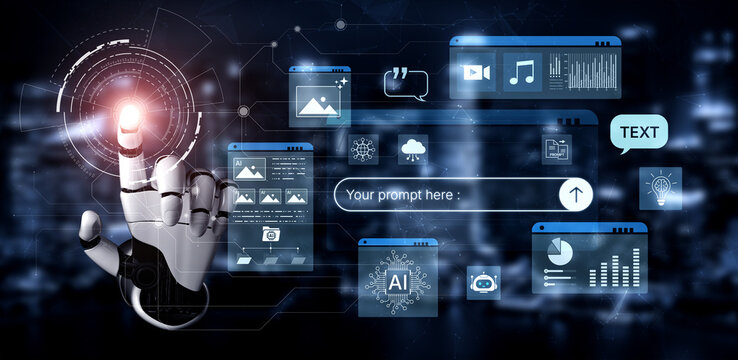 Prompt driven AI interface enabling text, image vision, audio and media video data neural asset and tool in smart creation chat workspace edit. Future NLP AI native visual reasoning omni model. Corpus