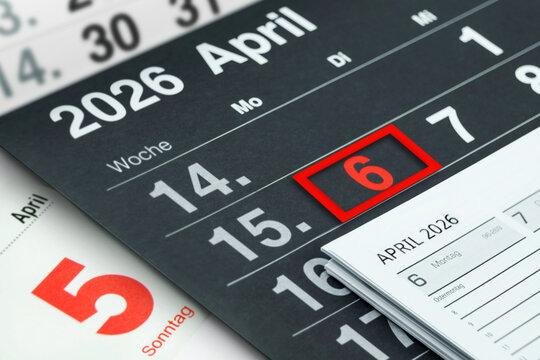 Deutscher Kalender Feiertage Ostern 5. und 6. April 2026 Ostersonntag Ostermontag