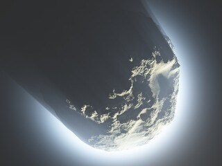 Comet in space, meteorite to Earth, celestial body, asteroid, 3D rendering © ustas