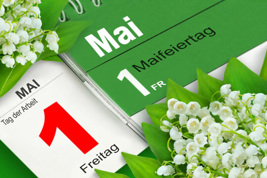 Deutscher Kalender Datum 1. Mai  2026 Tag der Arbeit und Maigl&ouml;ckchen