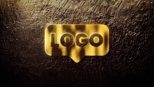 Golden Icon Shine Grunge Wall Light Outline Logo Reveal