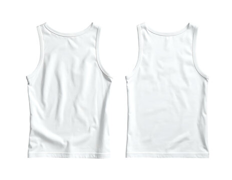Plain white tank tops, front and back view