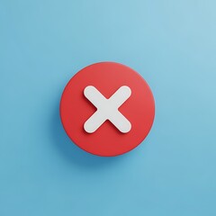 Obraz premium Red circle with white X symbol on blue background for indicating rejection or cancellation a clear sign of refusal or deletion