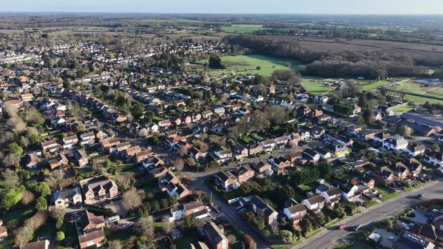 Aerial view Chalfont St Peter village Buckinghamshire UK residential houses