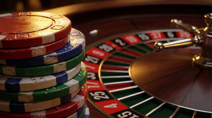 Obraz premium Casino Chips and Roulette