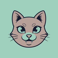 Obraz premium Vector illustration of a cute cartoon cat face