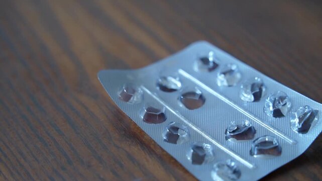 Empty Pills blister pack detail. Pharmaceutical, medical, medicament background