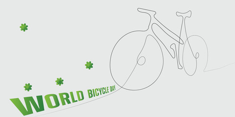 World Bicycle Day One Line Bicycle Drawing Minimal Outline Vector