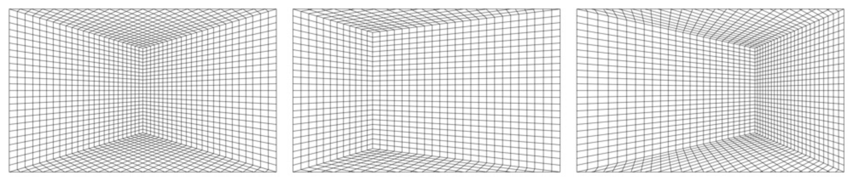 Bg line grid with 3d space floor, game pattern perspective. Digital abstract wireframe, futuristic wire texture of tech square frame. Light box 80s for future cyberpunk design. Virtual arcade graphic